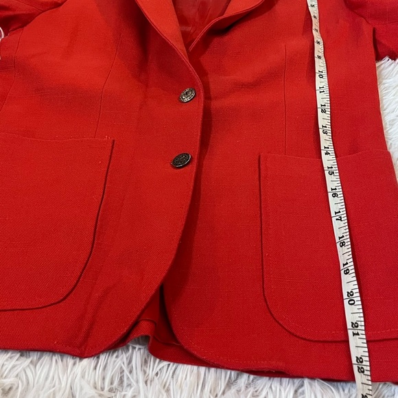 Vintage Buraks Red Linen Blazer Coat Small - Picture 10 of 16